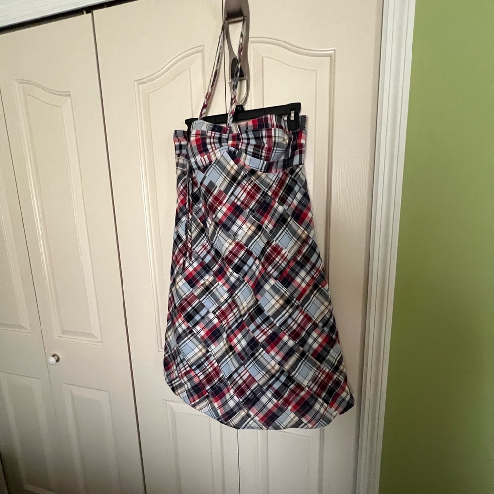 Plaid Women's tie strapless dress